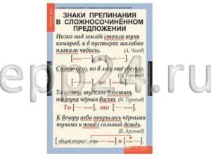 Комплект таблиц Русский язык 9 класс (6 шт.)