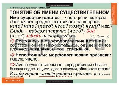 Комплект таблиц Русский язык. Имя существительное (7 шт.)