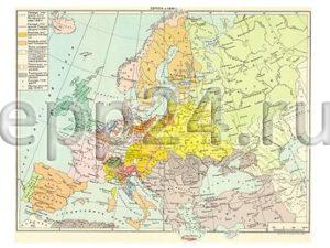 Карта Европа в 16 в. первой половине 17 в.